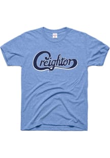 Charlie Hustle Creighton Bluejays Light Blue Script Short Sleeve Fashion T Shirt
