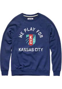 Charlie Hustle KC Current Mens Navy Blue We Play For KC Long Sleeve Fashion Sweatshirt