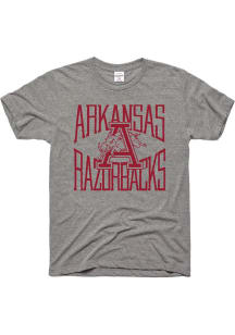 Charlie Hustle Arkansas Razorbacks Grey Vintage A Logo Short Sleeve Fashion T Shirt