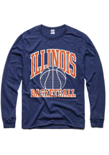 Mens Illinois Fighting Illini Navy Blue Charlie Hustle Basketball Number One Graphic Tee