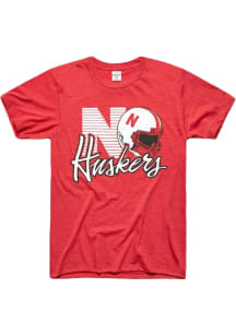 Charlie Hustle Nebraska Cornhuskers Red Football Helmet Short Sleeve Fashion T Shirt
