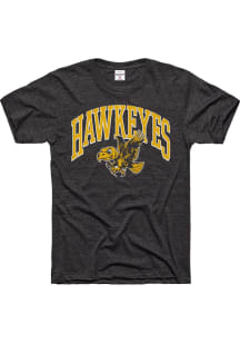 Charlie Hustle Iowa Hawkeyes Black Arch Script Mascot Short Sleeve Fashion T Shirt