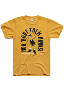 Charlie Hustle Iowa Hawkeyes Gold Wrestling Mascot Short Sleeve Fashion T Shirt