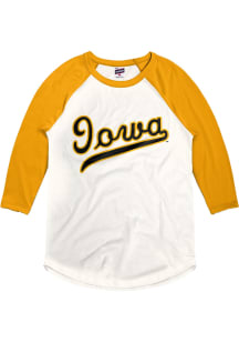 Charlie Hustle Iowa Hawkeyes White Baseball Script Long Sleeve Fashion T Shirt