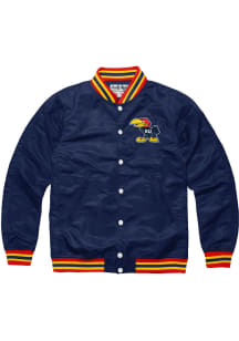 Charlie Hustle Kansas Jayhawks Mens Navy Blue Varsity Track Jacket