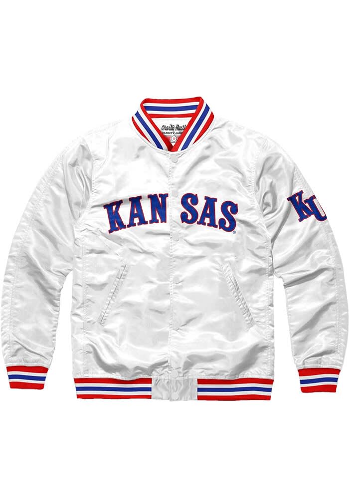 KU KANSAS ボンバージャケット Vintagearc Men's KU Kansas Letterman Style Bomber Jacket - Casual