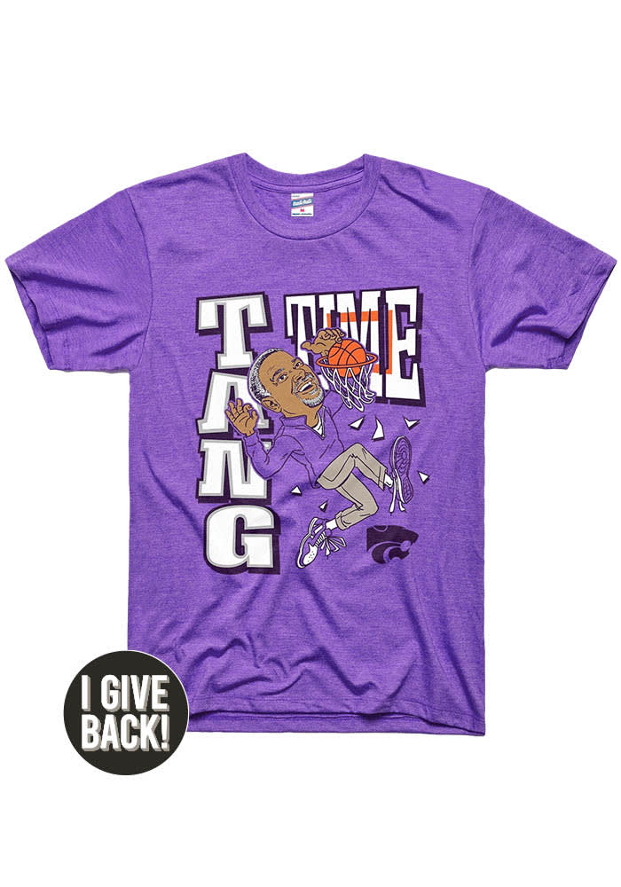 Jerome Tang K-State Wildcats Purple Charlie Hustle Tang Time Basketball Short Sleeve Fashion T Shirt