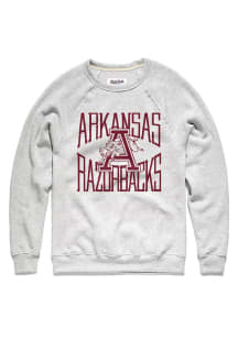 Charlie Hustle Arkansas Razorbacks Mens Ash Gameday Long Sleeve Crew Sweatshirt