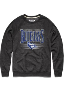 Charlie Hustle Creighton Bluejays Mens Black Metal Mascot Long Sleeve Crew Sweatshirt