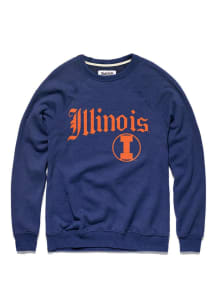 Mens Illinois Fighting Illini Navy Blue Charlie Hustle Pennant Crew Sweatshirt