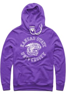 Charlie Hustle K-State Wildcats Mens Purple Arch Long Sleeve Hoodie