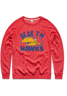 Charlie Hustle Kansas Jayhawks Mens Red Beak 'Em Long Sleeve Crew Sweatshirt