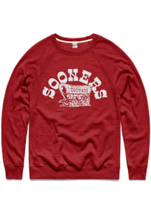 Charlie Hustle Oklahoma Sooners Mens Cardinal Banner Long Sleeve Crew Sweatshirt