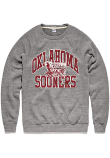 Charlie Hustle Oklahoma Sooners Mens Grey Arch Mascot Long Sleeve Crew Sweatshirt