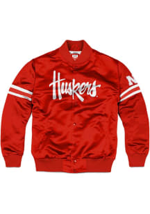 Charlie Hustle Nebraska Cornhuskers Mens Bomber Heavyweight Jacket - Red