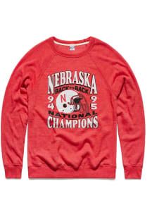 Mens Nebraska Cornhuskers Red Charlie Hustle Back To Back Champs Crew Sweatshirt