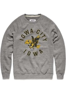 Mens Iowa Hawkeyes Grey Charlie Hustle Vintage Crew Sweatshirt