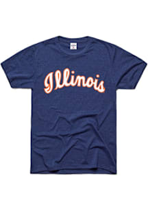 Charlie Hustle Illinois Fighting Illini Navy Blue Illini Arch Short Sleeve Fashion T Shirt
