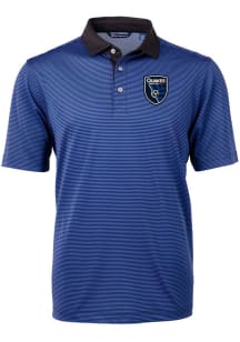 Cutter and Buck San Jose Earthquakes Blue Virtue Eco Pique Micro Stripe Big and Tall Polo