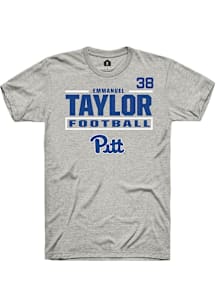 Emmanuel Taylor Pitt Panthers Ash Football NIL Stacked Box Short Sleeve Player T Shirt