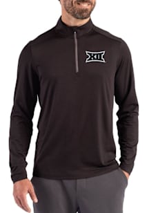 Cutter and Buck Big 12 Mens Black Coastline Long Sleeve Qtr Zip Pullover