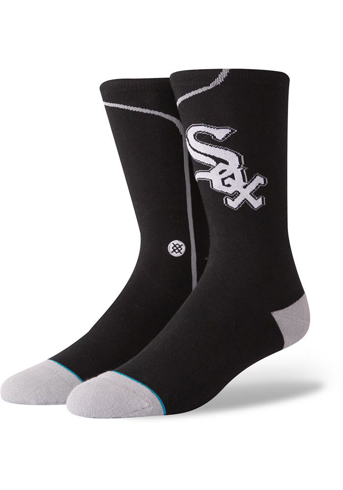 For Bare Feet Chicago White Sox Black 4 Stripe Deuce Crew Socks