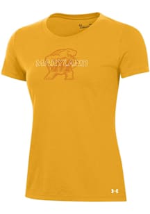 Under Armour Maryland Terrapins Womens Gold Performance Short Sleeve T-Shirt
