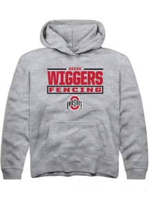 Susan Wiggers Rally Youth Grey Ohio State Buckeyes NIL Stacked Box Long Sleeve Player Hoodie