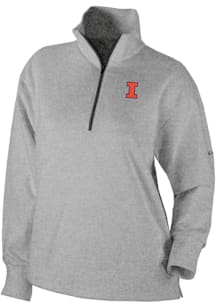 Columbia Illinois Fighting Illini Womens Grey Heat Seal Omni Wick Birchwood Hills Qtr Zip