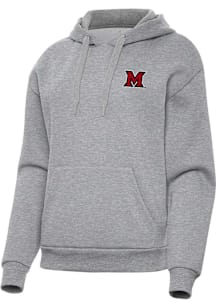 Antigua Miami RedHawks Womens Grey Victory Hooded Sweatshirt
