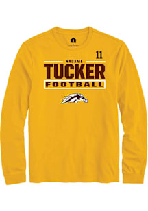 Nadame Tucker Western Michigan Broncos Gold Football NIL Stacked Box Long Sleeve Player T Shirt