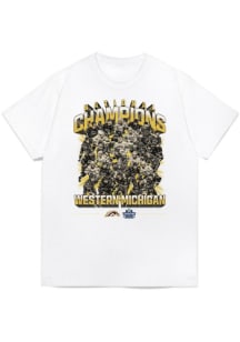 Western Michigan Broncos White 2025 Mens Hockey National Champions NIL All Players Short Sleeve T..