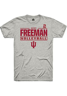 Avery Freeman Indiana Hoosiers Ash NIL Stacked Box Short Sleeve Player T Shirt
