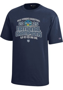 Champion UConn Huskies Youth Navy Blue 2025 National Champions Core Short Sleeve T-Shirt