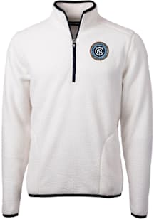 Cutter and Buck New York City FC Mens White Cascade Sherpa Long Sleeve Qtr Zip Pullover