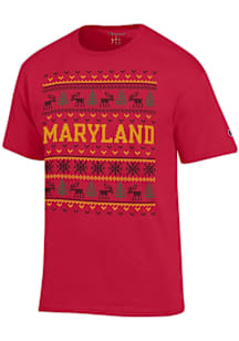 Champion Maryland Terrapins Red Christmas Short Sleeve T Shirt