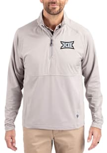 Cutter and Buck Big 12 Mens Ash Adapt Eco Hybrid Long Sleeve Qtr Zip Pullover