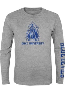 Duke Blue Devils Youth Grey Slogan Sleeve Long Sleeve T-Shirt