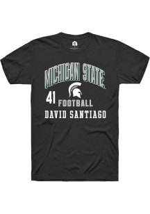 David Santiago Rally Mens Black Michigan State Spartans NIL Arch Logo Player T Shirt