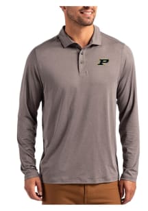 Mens Purdue Boilermakers Graphite Cutter and Buck Coastline Long Sleeve Polo Shirt