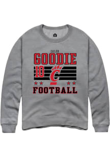 Caleb Goodie Rally Mens Grey Cincinnati Bearcats NIL Striped Player Crew