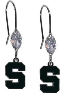 Crystal Dangle Michigan State Spartans Womens Earrings - Silver