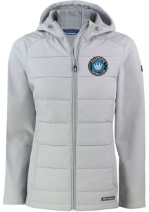 Cutter and Buck Charlotte FC Womens Grey Evoke Hood Heavy Weight Jacket