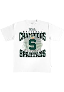 SLAM Michigan State Spartans White Basketball Deep Cuts Heavyweight Short Sleeve Fashion T Shirt