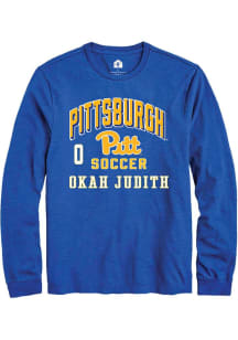 Okah Judith Mens Blue Pitt Panthers NIL Arch Logo Long Sleeve Player T Shirt