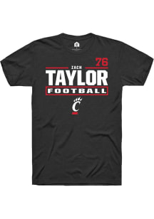 Zach Taylor Rally Mens Black Cincinnati Bearcats NIL Stacked Box Player T Shirt