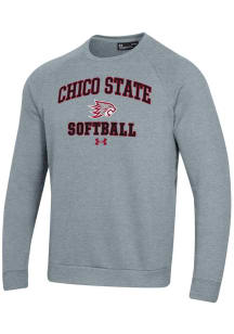 Under Armour CSU Chico Wildcats Mens Grey Softball Rival Long Sleeve Crew Sweatshirt