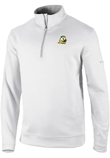 Columbia Oregon Ducks Mens White Heat Seal Omni Wick Wickhams Hills Long Sleeve Qtr Zip Pullover