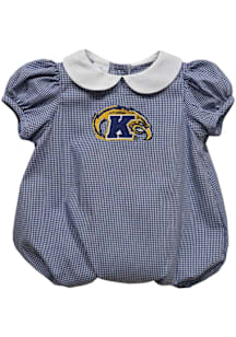 Vive La Fete Kent State Golden Flashes Baby Blue Gingham Collar Short Sleeve One Piece