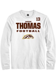 Jordon Thomas Rally Mens White Western Michigan Broncos NIL Stacked Box Tee
